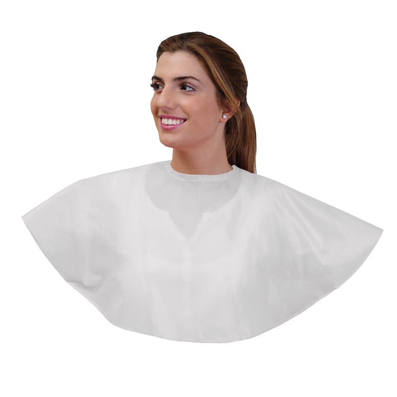 Cape coiffage polyester velcro blanche